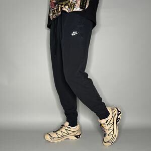 Vintage Y2K Nike Sweatpants Mens XL Black White Swoosh Cotton Joggers